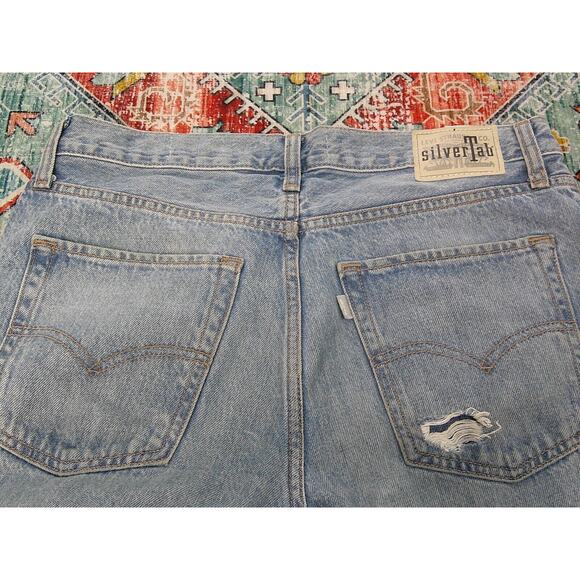 Levi's SilverTab 94 Baggy Distressed Blue Jeans Women's Size 32x32 High Rise - Picture 5 of 7